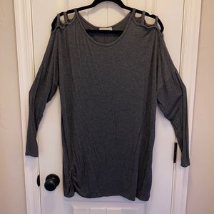 Peep Shoulder Long Sleeve Top